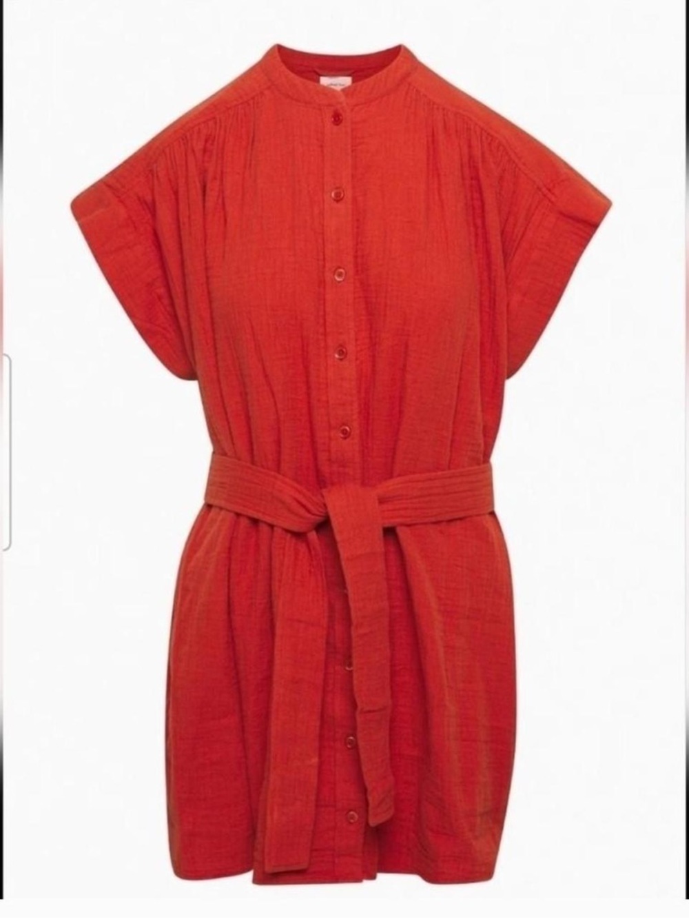 Wilfred Rust Orange Short Sleeve Tie-Waist Mini Dress